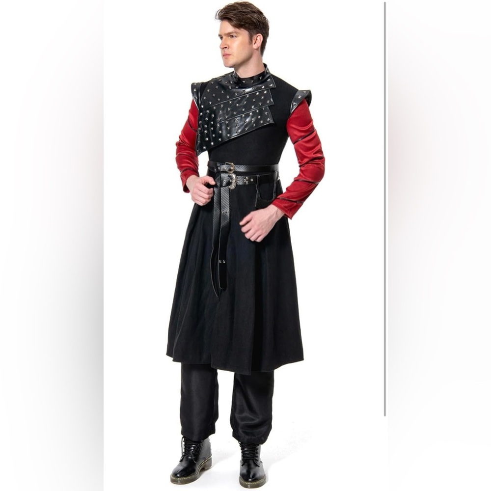 Men's Black and Red Studded Jacket